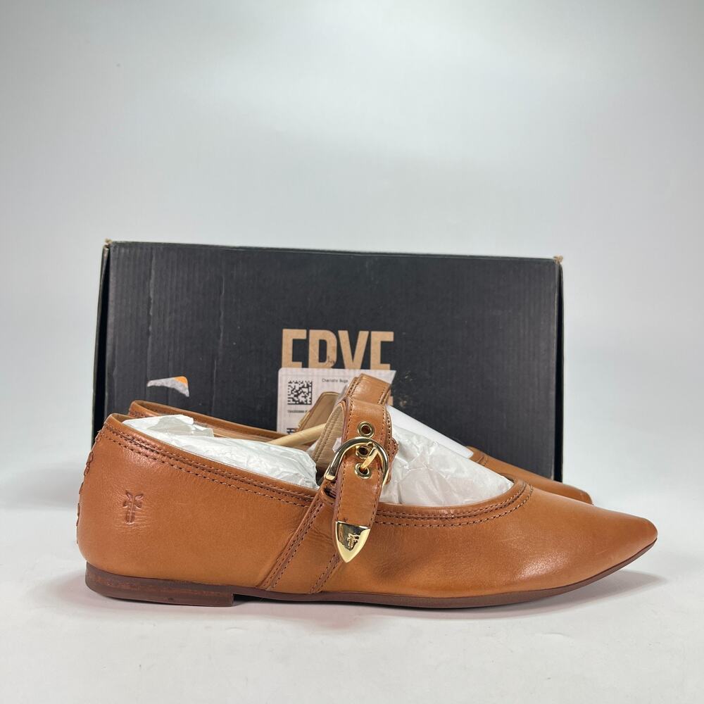 Frye Heather Buckle Mary Jane Flats Brown Leather Pointed Toe-Women’s Size 9.5 M